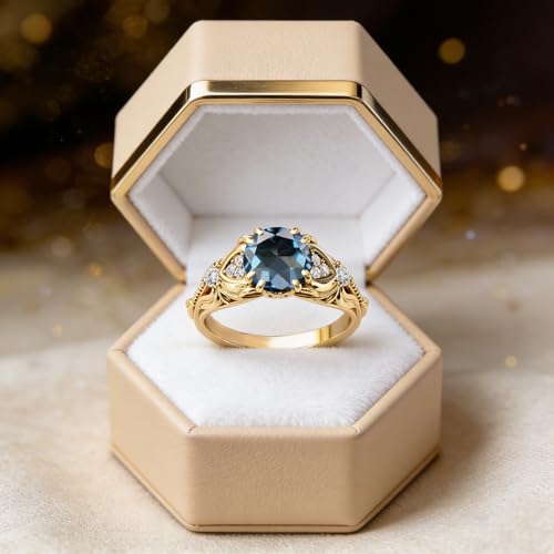 Image of Gemstone Vintage Rings for Women s925 Sterling Silver Round Cut 1.0 Carat Gemstone with Moissanite Promise Engagement Anniversary Ring for Her