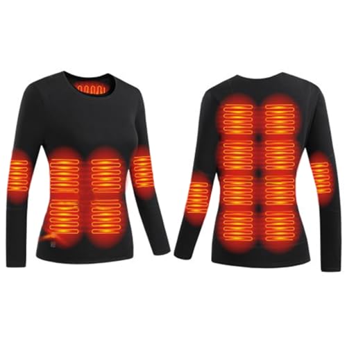 TOVCHEI Ropa Interior Calefactable para Hombre Y Mujer Tops Camisetas Térmicas Eléctricas Camiseta Interior con Forro Polar Calefactor De 16 Zonas para Climas Fríos,Women Black,XXL