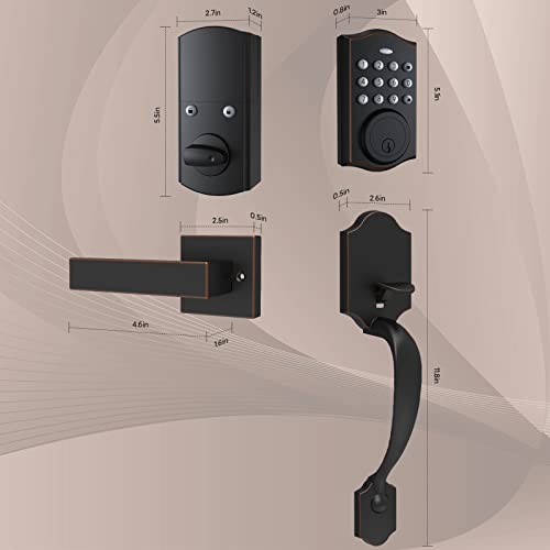 Ironzon Keypad Door Lock With Handle Electronic Keypad Deadbolt Keyless Entry Door Lock, Digital Door Lock, Front Door Handle Sets Gold #TOP5