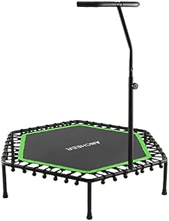 ANCHEER 50'' Fitness Trampoline, Silent Mini Trampoline with Adjustable Handrail, Indoor Rebounder