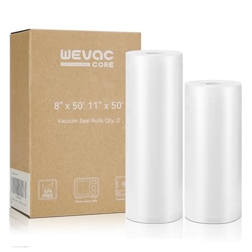 Wevac Vacuum Sealer Bags 8x50, 11x50 Rolls 2 pack for Food Saver, Seal a Meal, Weston. Commercial Grade, BPA Free, Heavy Duty, Great for vac storage, Meal Prep or Sous Vide