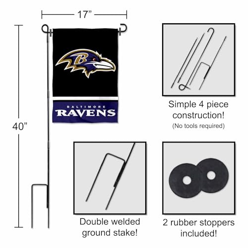 Drapeau de jardin Baltimore Ravens NFL support de sol WinCraft