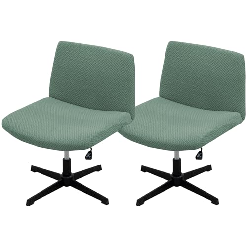 Dimatic Capas de cadeira de escritório sem braços cruzadas, amplas, capas de cadeira de mesa, jacquard, giratórias, para computador em casa, escritório, verde
