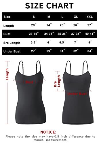 Image of Orrpally Women Cotton Camisole Shelf Bra Cami Tank Tops Adjustable Spaghetti Strap Tank Top 3-Pack