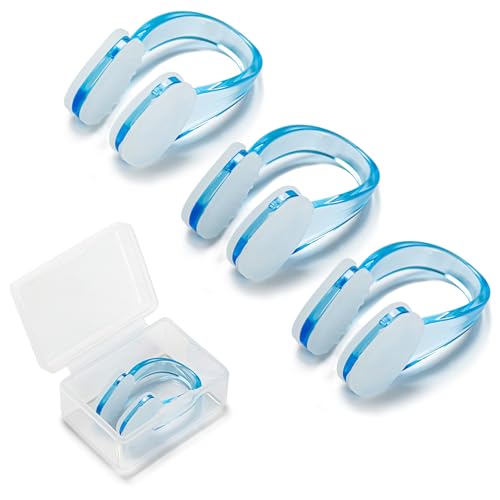 Neusklemmen, 3 stuks, neusbescherming, zwemmen, training, beschermer, neusclips voor volwassenen en kinderen, uniseks, voor beginners, blauw