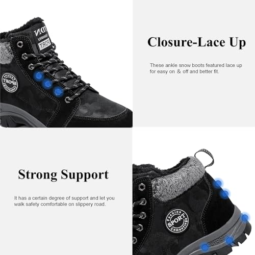 Qiucdzi Mens Winter Snow Boots Warm Fur Lined Anti-Slip Ankle Booties Outdoor Walking Shoes Non-Slip Trekking Shoes4