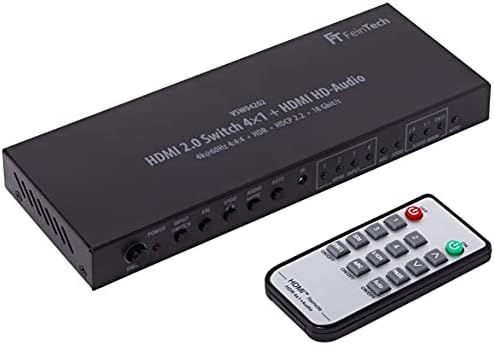FeinTech VSW04202 HDMI 2.0 Switch 4x1 HD-Audio Extractor 7.1 ARC 4K 60Hz HDR CEC