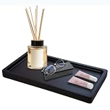 Bamboo Tray for Bathroom Countertop - Matte Black Vanity Tray for Dresser Top, Black Bathroom Tray f