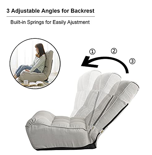 Indoor Chaise Lounge Chair, 3 Angles Adjustable Floor Chair, Folding Lazy Sofa Couch For Teens And Adults, Cushion Padded Comfy Chair For Living Room And Bedroom (Light Grey) #TOP2