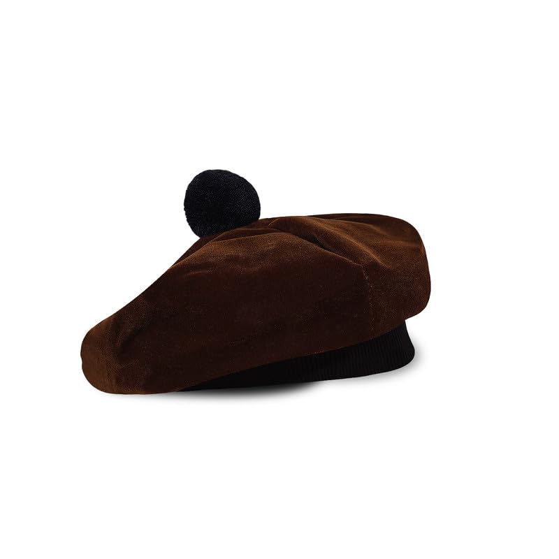 Image of Scottish Tam O' Shanter Hat Tartan Bonnet Pom Pom Wool Flat Cap One Size