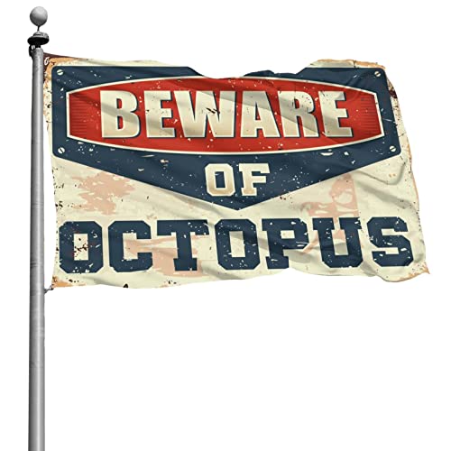 Man Cave Rules Beware Of Octopus�t���b�O �T�}�[�t���b�O �ʔ����|�X�^�[ ��w���p(30X45cm)