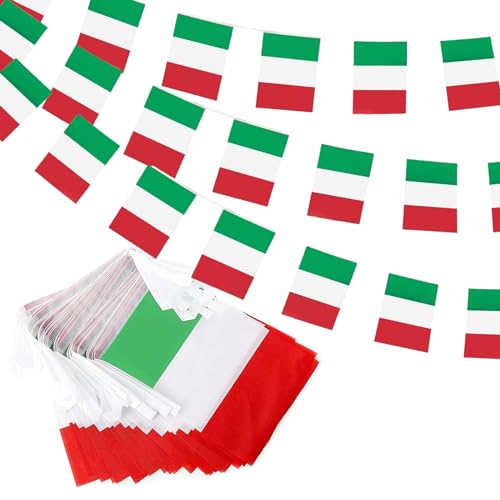 Image of Italy Flags Italian String Flag Banners for Patriotic Events Independence Day Sports Bars Inside Outside Decorations 33 Feet 30 Flags