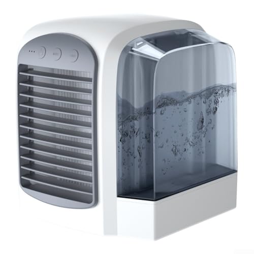Gettimore Ventilador portátil con tecnología de niebla de hielo, tanque de agua de 380 ml, 3 ajustes de velocidad para el hogar, oficina, escritorio, refrigeración de espacio personal