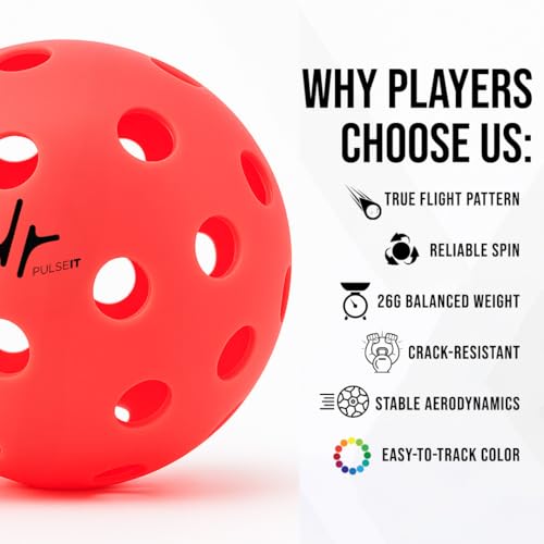 Image of PulseITRally Outdoor Pickleball Balls Set of 6 | 40 Precision Holes, Stable True Flight & Consistent Bounce | Durable High Visibility Pickle Balls for Training, Practice & Competition | Pink