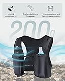 Zelvot Laufweste für Damen und Herren, Europäisches Originalpatent, Verstellbare Brustgurte, Trinkweste Laufen mit 500ml Wasserflasche, Reflektierender Trinkrucksack mit Handyhalterung (Schwarz, M/L)
