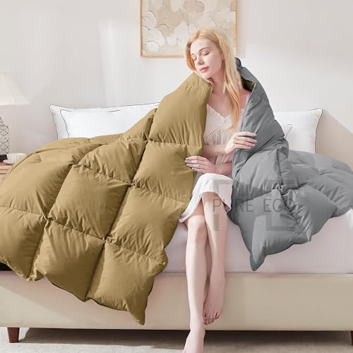 Image of PURE ECO Heavy Winter 400 GSM Comforter for King Size (92 inchX106 inch) - Soft Quality Winter Blanket Soft Microfiber Fill - Duvet /Blanket King Size - Beige /Silver Grey Color