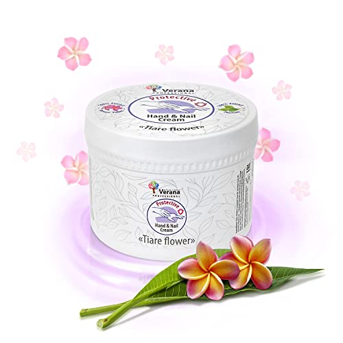 Handcreme Verana, 3 in 1 - Handhaut, Nägel, Nagelhaut - Feuchtigkeitsspendend, Repariert und Pflegt, Schützt die Hände, Blütenpollen und Wegerichextrakte, 100% Natürlich, Magische Duft Tiare 200g Cover