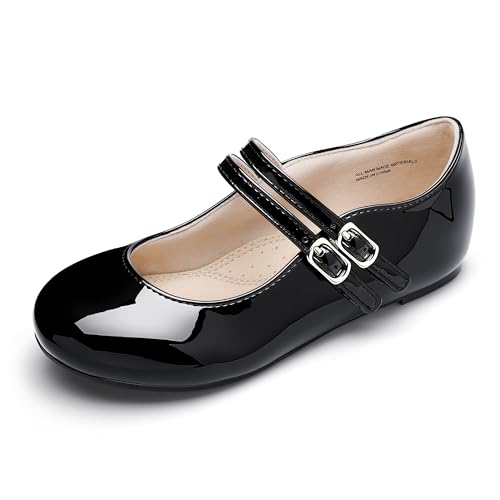 MIXIN Girls Dress Shoes Mary Jane Shoes for Girl Ballet Flats Back to School Princess Black Size UK1
