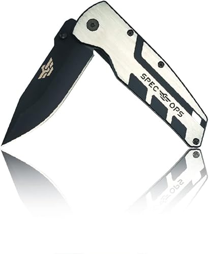 Spec Ops Tools EDC Cuchillo de bolsillo, acero de alto carbono, seguridad con bloqueo de revestimiento, resistente al desgaste, clip para cinturón,