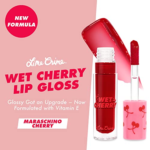 Lime Crime Wet Cherry Lip Gloss, Maraschino Cherry (Cherry Red) - Cherry Scented Lightweight, Plumping & Comfortable Ultra Glossy Sheen That Won't Stick - Long Lasting & Non-Sticky - Vegan Makeup #TOP1
