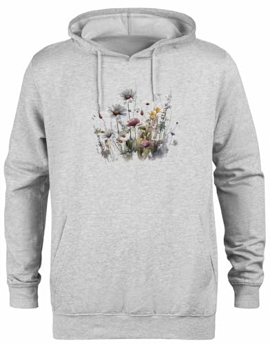 Pull à capuche gris unisexe Fleurs Sauvages pour éviter le froid avec style