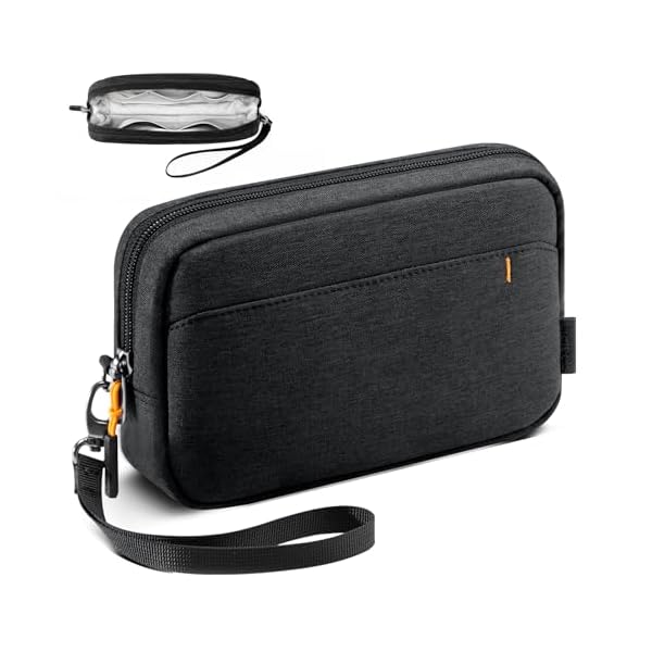 Inateck Kabeltasche Elektronik Organizer, Spritzwasserfester Reise Zubehör Tasche, Mehrzweck-Zubehörtasche, Kompatibel mit Maus, Kabeln, USB Stick, Schwarz