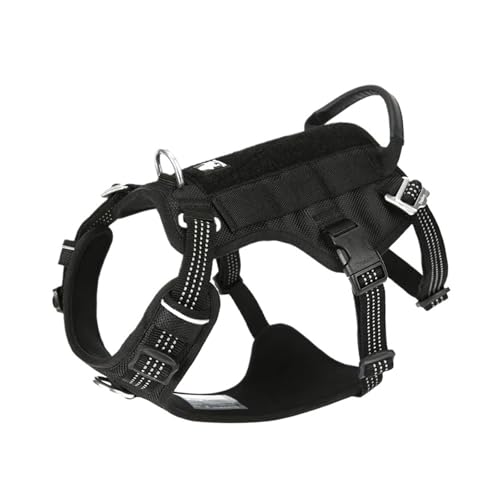 Truelove Escape Proof Pet Harness No Pull Reflective Adjustable Soft Padded Vest Service Dog Handle Climbing TLH7011(Black,L-che