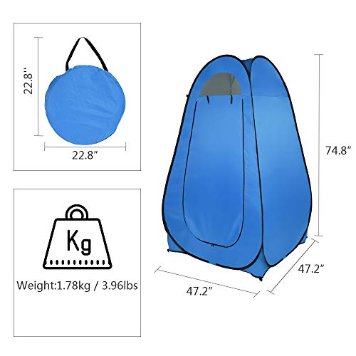 Outvita Shower Tent, refugio portátil para exteriores de 74'' para camping, senderismo, pesca y picnic con bolsa de transporte (Azul) miniatura 2