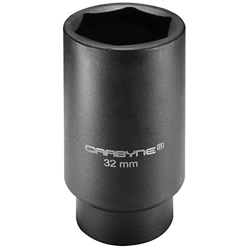 CARBYNE 1/2-Inch Drive 32 mm Deep Impact Socket, 6-Point | Chrome Molybdenum Steel | Axle Nut Socket