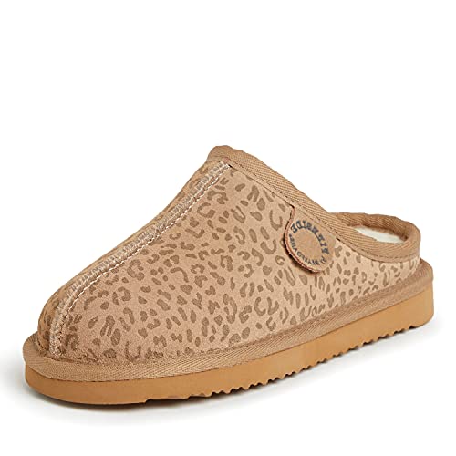 Fireside by Dearfoams Dempsey Genuine Shearling Clog, Leopard, 5 Big Kid