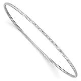 14k 1.5mm White Gold Slip On Bangle Bracelet Cuff Expandable Stackable 8 Inch Fine Jewelry For Women...