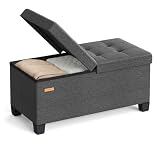 SONGMICS Sitzbank mit Stauraum, faltbar, Klappdeckel, 76 cm