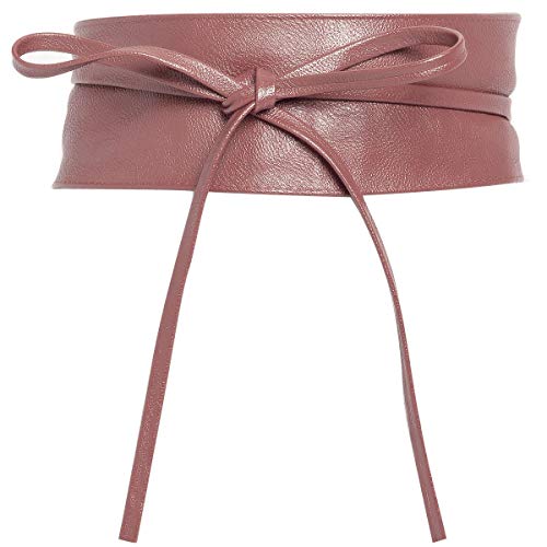 Charmoni OBI - Cinturón ancho de piel sintética para atar alrededor de la cintura, talla única Vieux Rose Foncé Talla única