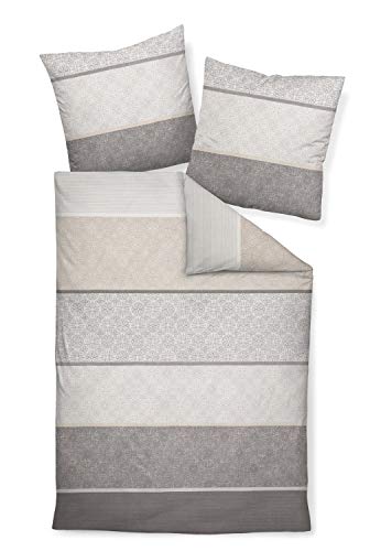 Ropa de cama de franela fina de algodón Davos de Janine, en color arena plateada, 65016, 100 % algodón, gris, 155 cm x 220 cm