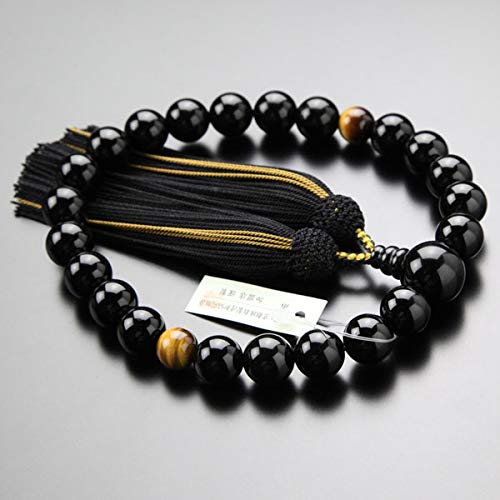 数珠 黒オニキス 22玉　二天 虎目石 正絹二色房 Amazon｜念珠ドットコム 数珠 男性用 22玉 黒オニキス（艶消し） 赤虎
