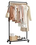 Sakugi Clothes Rail - Movable Clothes Rack with Bottom Shoes Shelf, Heavy-Duty Clothing Rail for Hanging Clothes, Coats, Dresses, Clothes Rail for Bedroom, Closet, Laundry (Black, 72x43x149cm)