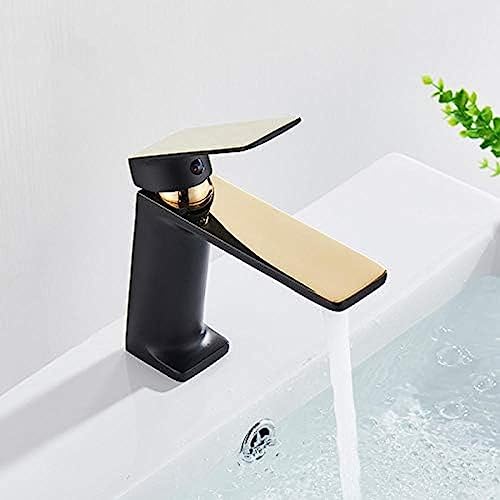 Mitigeur de salle de bain noir doré robinet lavabo eau chaude froide pour vasque domestique