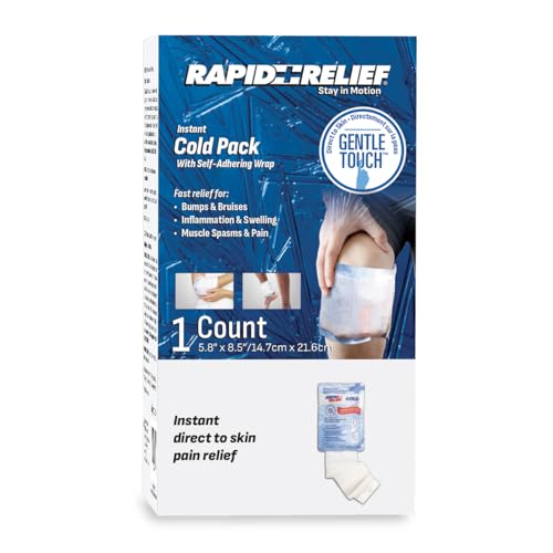 Rapid Relief Instant Cold Pack with Self-Adhering Wrap Pain Relief, 1 Count