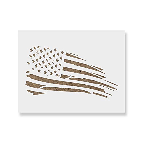 American Flag Rugged Patriotic Stencil - USA Template