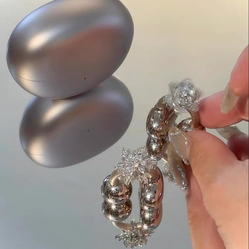 Rhinestone for Clip on Earbuds Open Ear, Elegant Zirconia Decorative Earphone Accessories, Removable Exquisite DIY Decoration Rotating Snowflake Style3