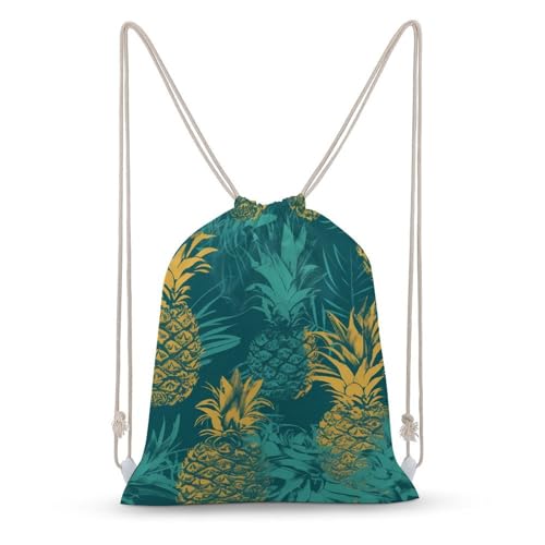 Drawstring Backpack Foldable Draw String Bags Tropical Pineapple Sackpack Sports Gym Bag for Shopping Yoga