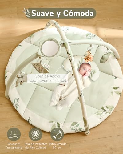 Variante de Fortella gimnasio bebe Tapete plegable Verde 97×97×55 cm
