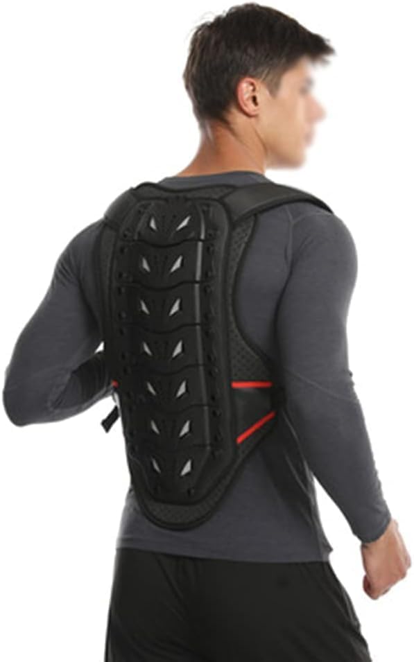 Protection dorsale de moto réglable pour vélo, ski, skateboard, rembourrage en mousse respirante, design ergonomique avec sangles auto-agrippantes pour homme et femme, taille L, noir