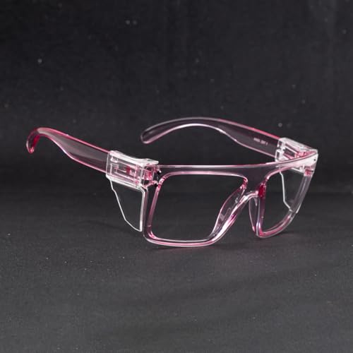 Image of UV400 Transition Photochromic Safety Glases Light to Dark Grey Lens ANSI Z87 Impact Approved (Clear pink (clear shield))