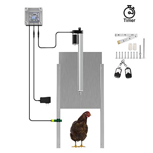 Lovinouse Upgraded Automatic Chicken Door Coop Opener Kit, with Timer Controller, Safety Sensor, 12V DC Actuator Motor