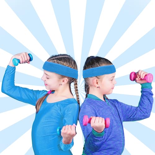 Bememo 36 Pcs Neon Sweatbands Set for Kids Bulk Sports Headband Wristband Set Cotton Terry Basketball Tennis for Students Youth 80s 90s Halloween Costumes Cosplay Glow Party2