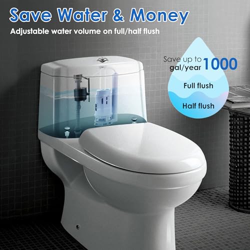 Saillong 1 Pack 3 Inch Universal Toilet Tank Replacement Kit, Include Dual Flush Valve with Push Button, Toilet Fill Valve, Bowl Gasket and Plastic Bolts, Tank Parts Replacement for 2-Piece by Saillong - Image 9