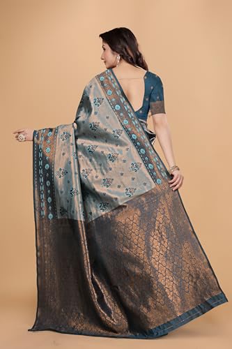 Image of Traditional Banarasi Silk 5.50 Meter Saree With 0.8 Meter Unstitched Blouse Piece For Wedding, Family Function, Festival And Special Occasion