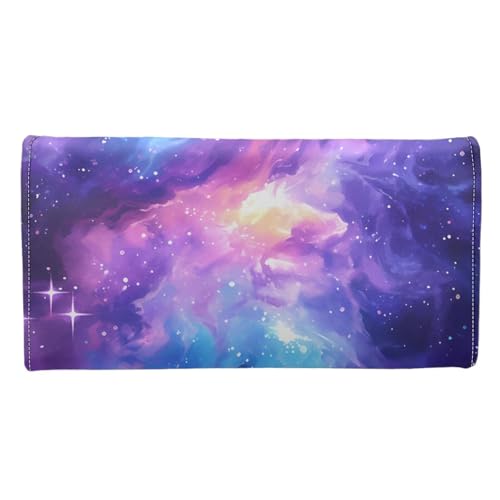 Image of AFPANQZ Womens Wallets Leather Trifold Multi Card Holder Slots Wallet, Starry Clouds Ladies' Leather Card Pouch Bag for Keys Lipstick Cit Cards Holder