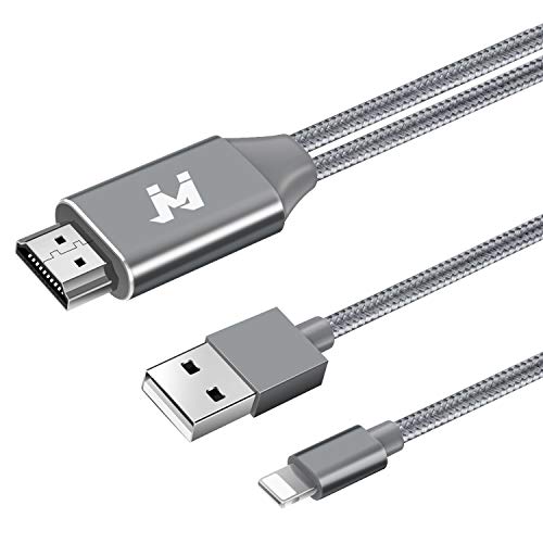 JVJ HDMI Cable Compatible with i Phone i Pad, 1080P Digital AV HDMI Adaptor Connector Cable for Home Office, HDMI Adapter Cord for i Phone 11 pro max, XR, XS, X, 8, 7, 6, i Pad Air, Mini, Pro (Silver)